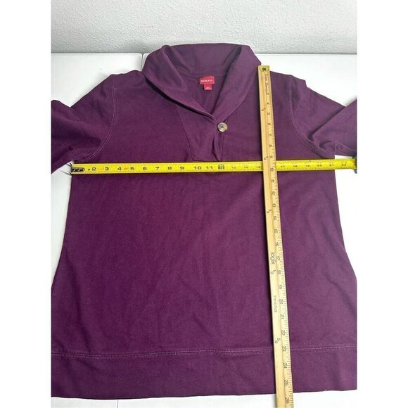 Merona Shawl Collar Sweater Women Size XL Purple Knit Cotton Blend 1 Button - Picture 3 of 10